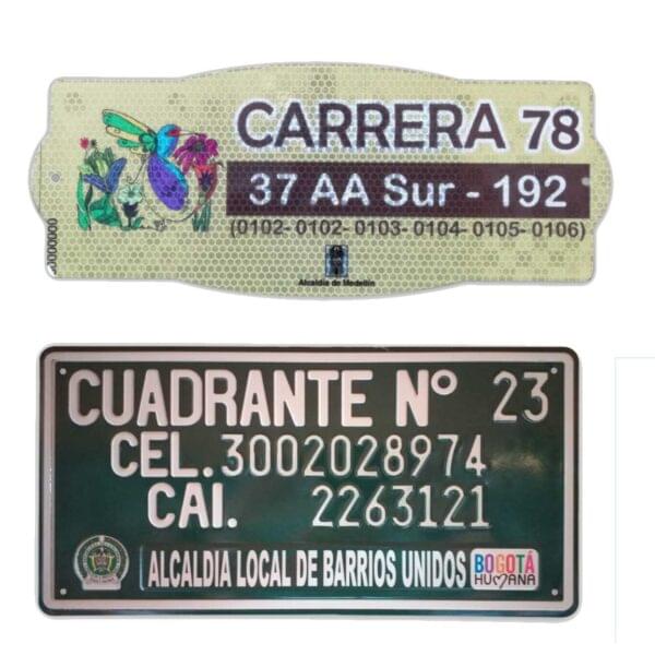 PLACAS PARA NOMENCLATURA URBANA<br>NOMENCLATURE URBAN PLATES